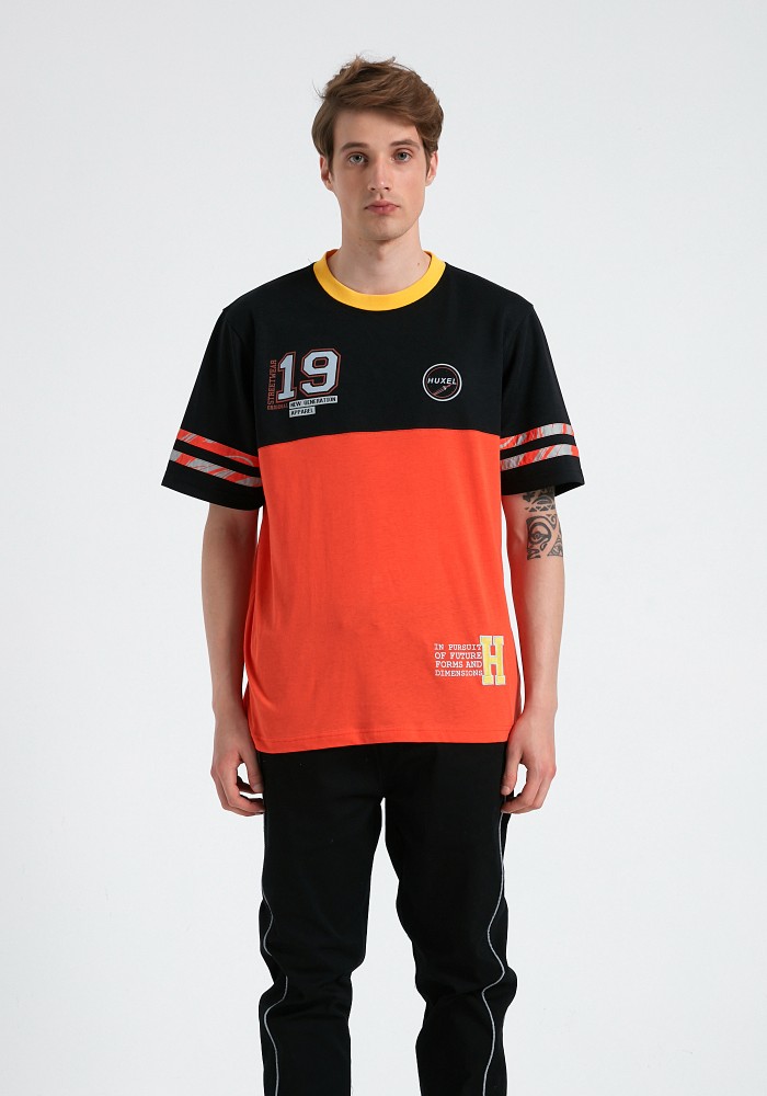 Boho Chic Black Pieced Orange T-Shirt 19