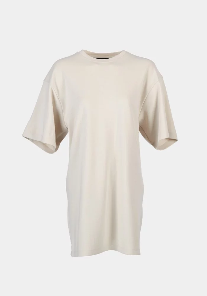 Beige Corduroy Detailed T-Shirt Dress