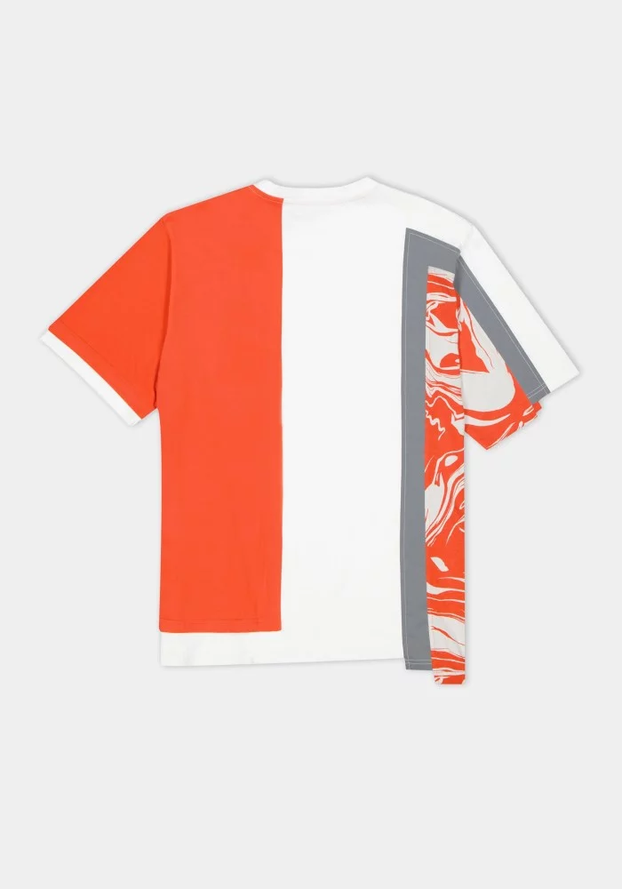 Glam Street Reflector Detailed Assymetric Orange Star T-Shirt