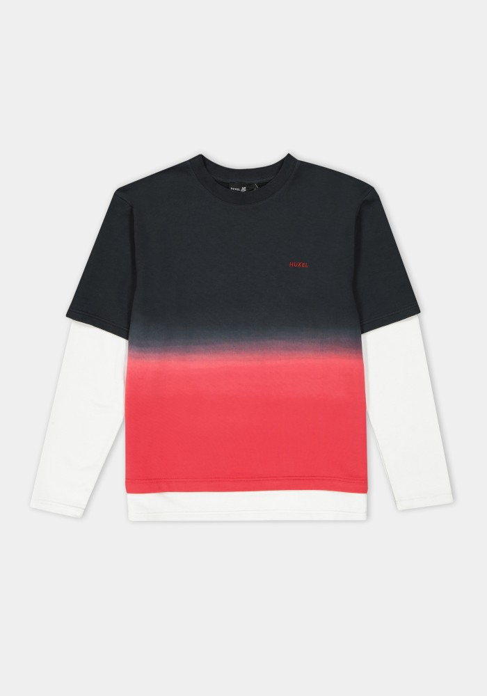 Glam Street Wash Detailed Black Red Sweatshirt