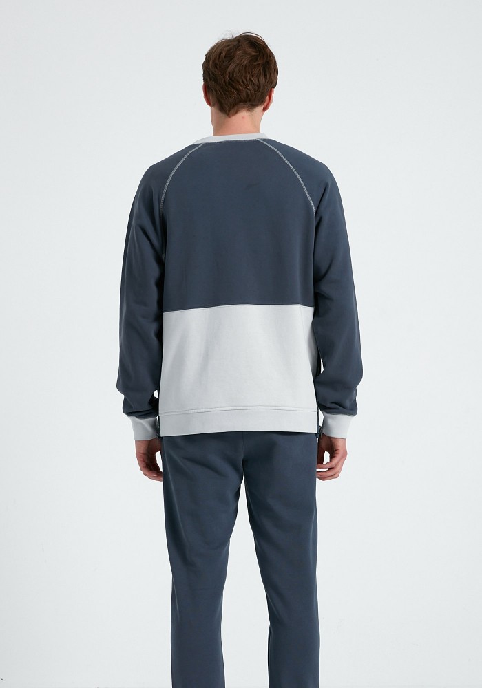 Natural Touch Navy Blue Dark Gray Printed Sweatshirt